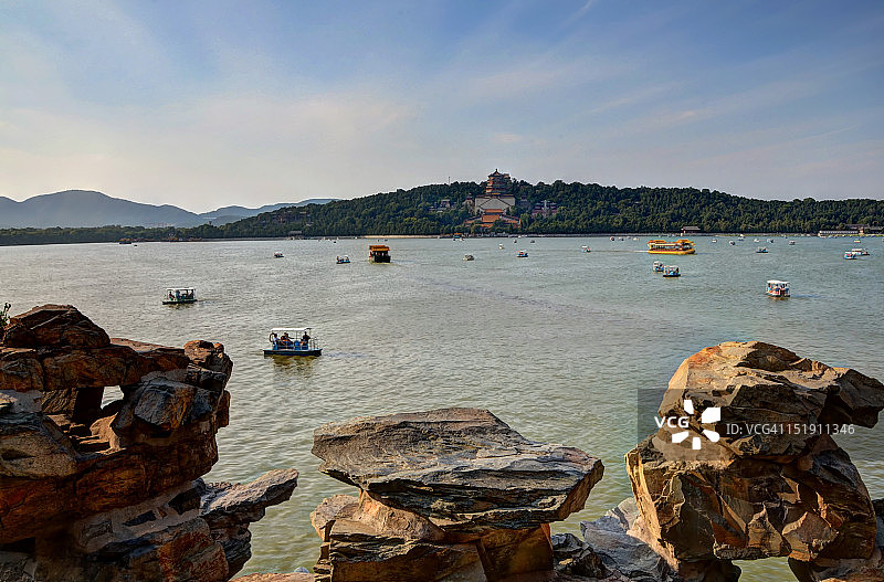 昆明湖与颐和园图片素材