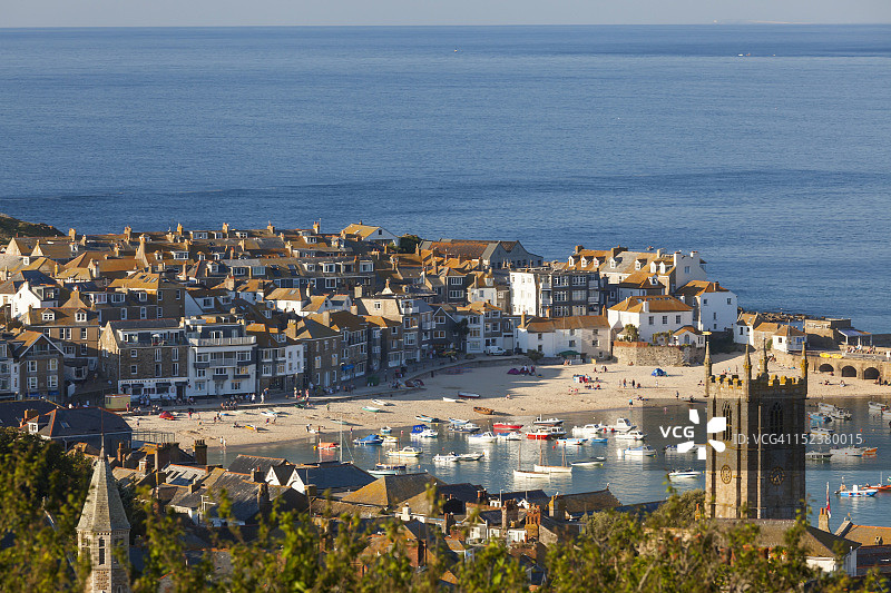 圣艾夫斯镇和港口，康沃尔，英格兰，英国图片素材