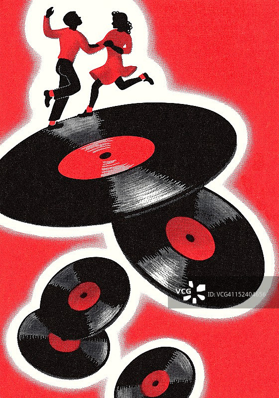 跳舞的夫妇和唱片图片素材