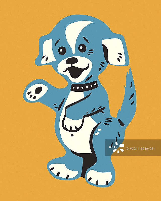 用后腿行走的蓝色小狗图片素材