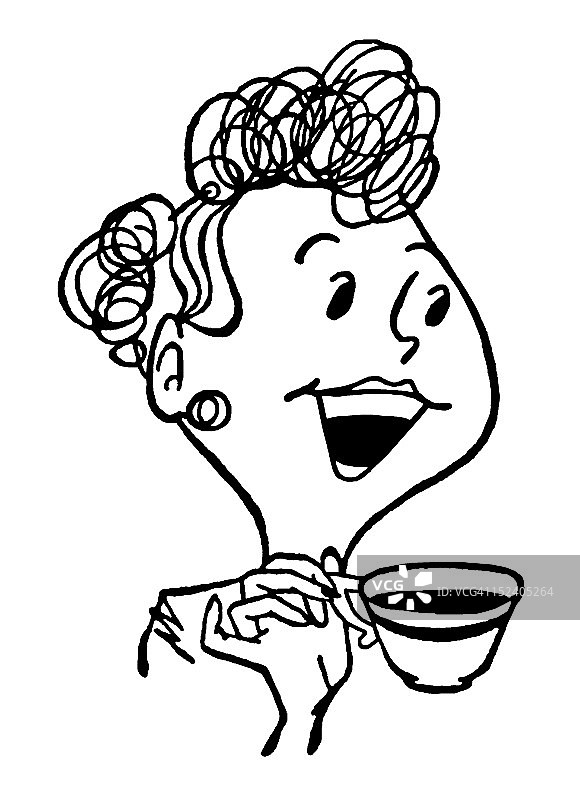 女人大笑手持咖啡图片素材