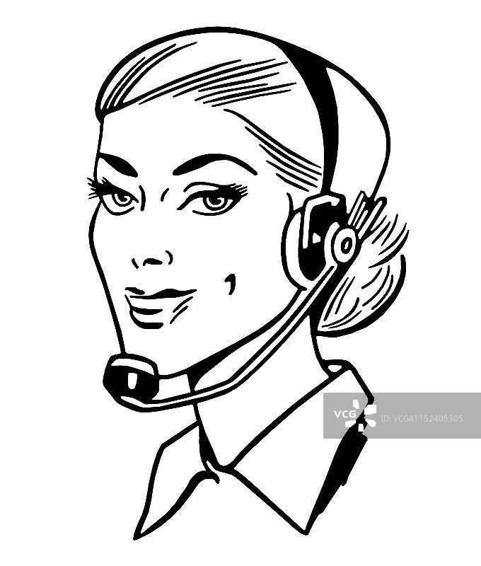 戴电话耳机的女人图片素材