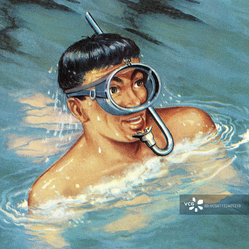 男子浮潜图片素材