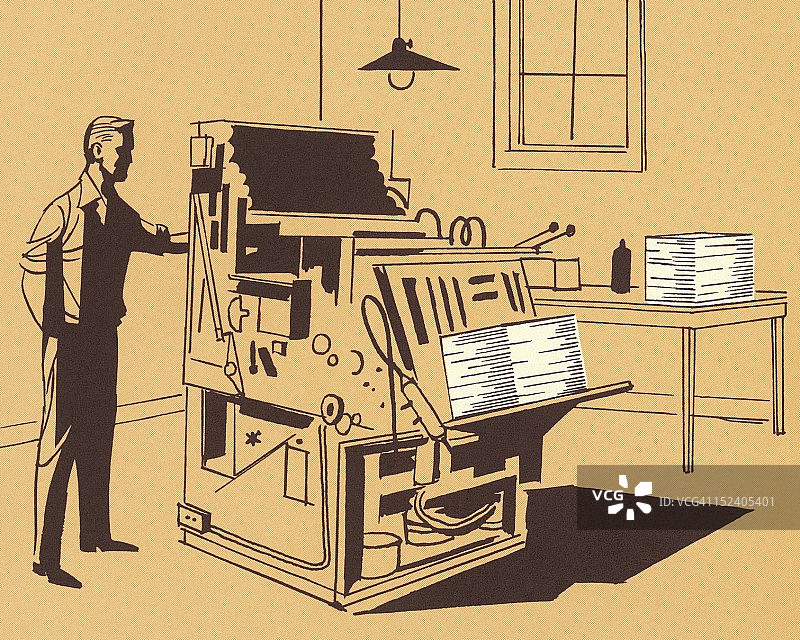 男人和印刷机图片素材