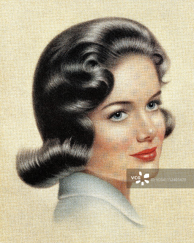 黑发女人的画像图片素材