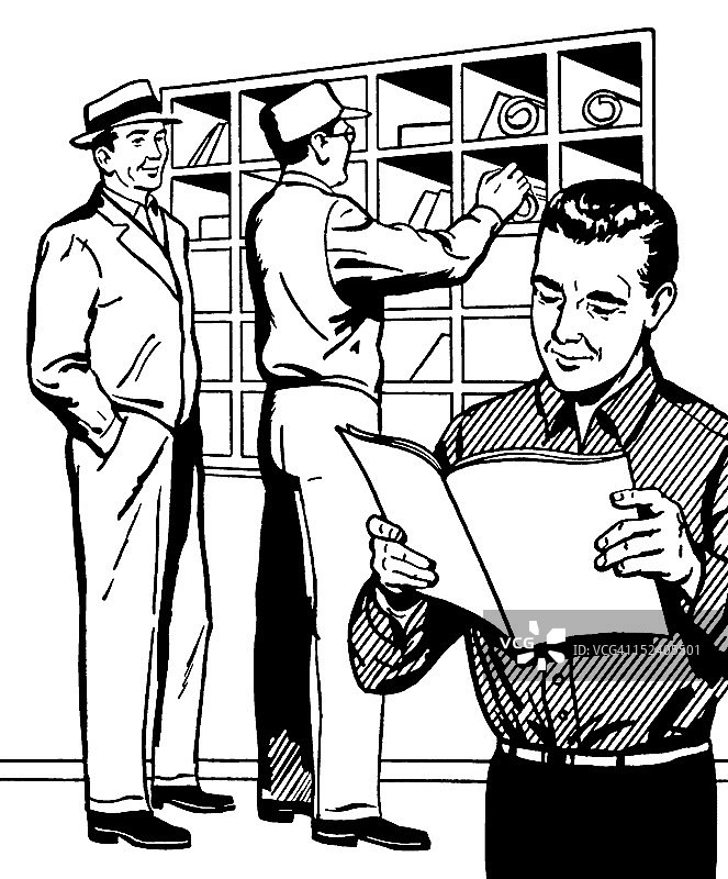 邮箱旁边的三个男人图片素材