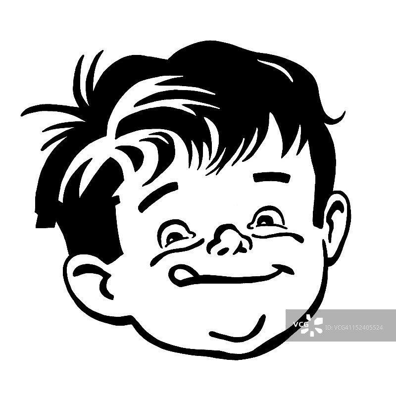 小男孩舔嘴唇图片素材