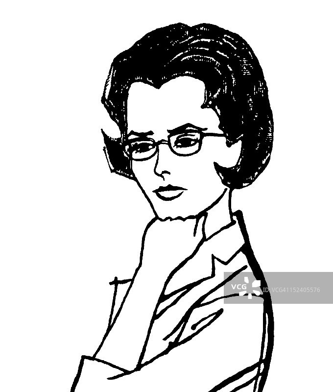 戴眼镜的黑发女人图片素材