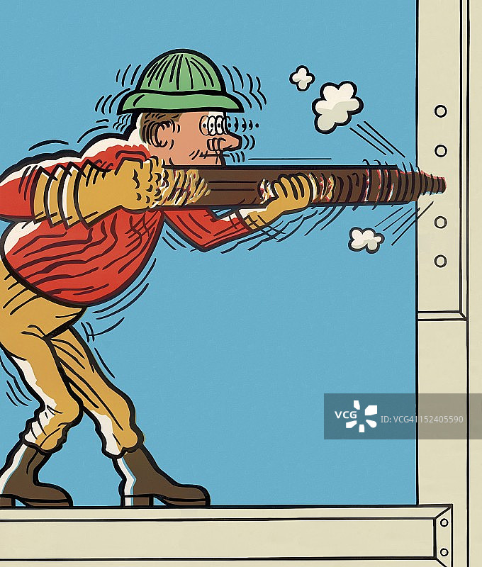 安装铆钉的钢铁工人图片素材