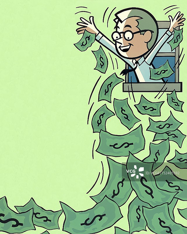 男人撒钱图片素材