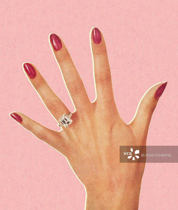 女人手上戴着订婚戒指图片素材