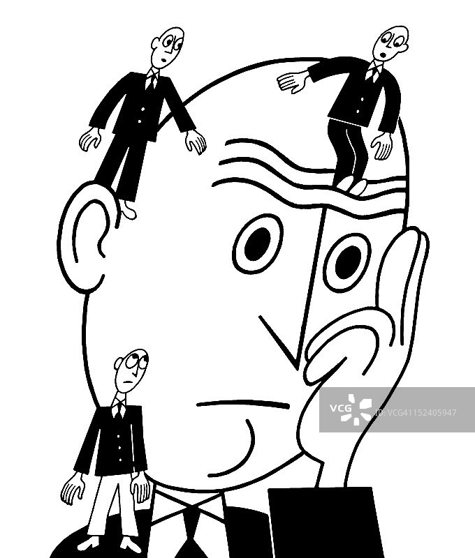 忧虑的男人和三个小男人图片素材