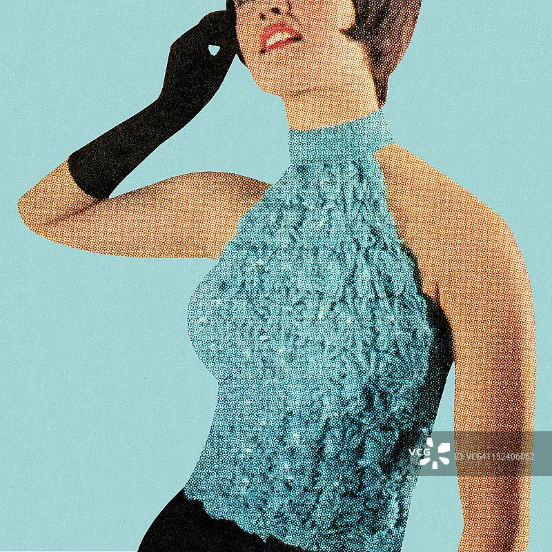 穿着蓝绿色上衣的女人图片素材