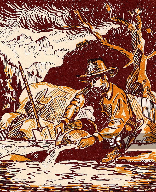 男子淘金图片素材