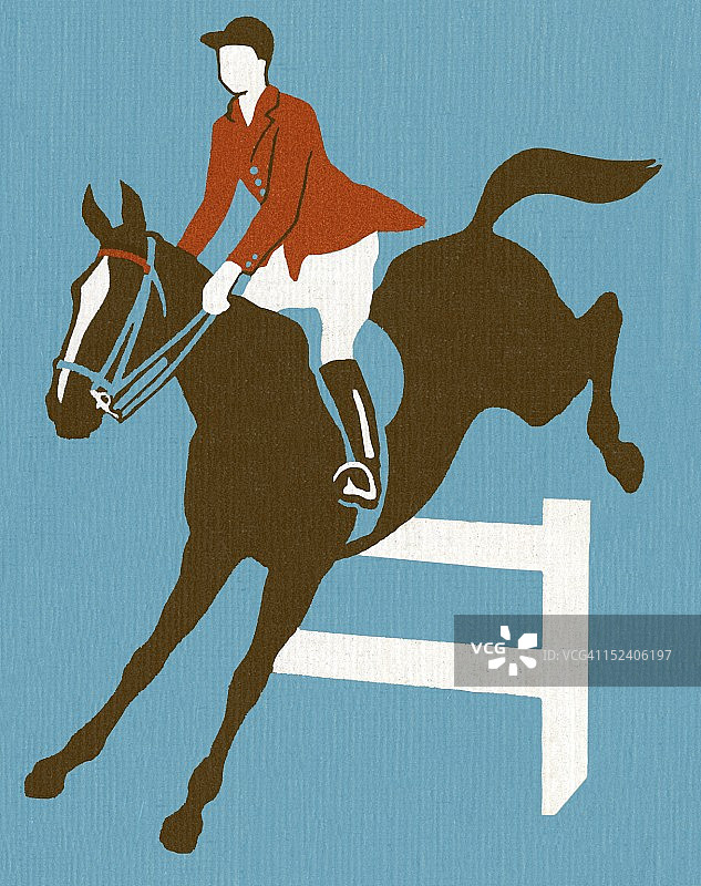 马和骑手跳过栅栏图片素材
