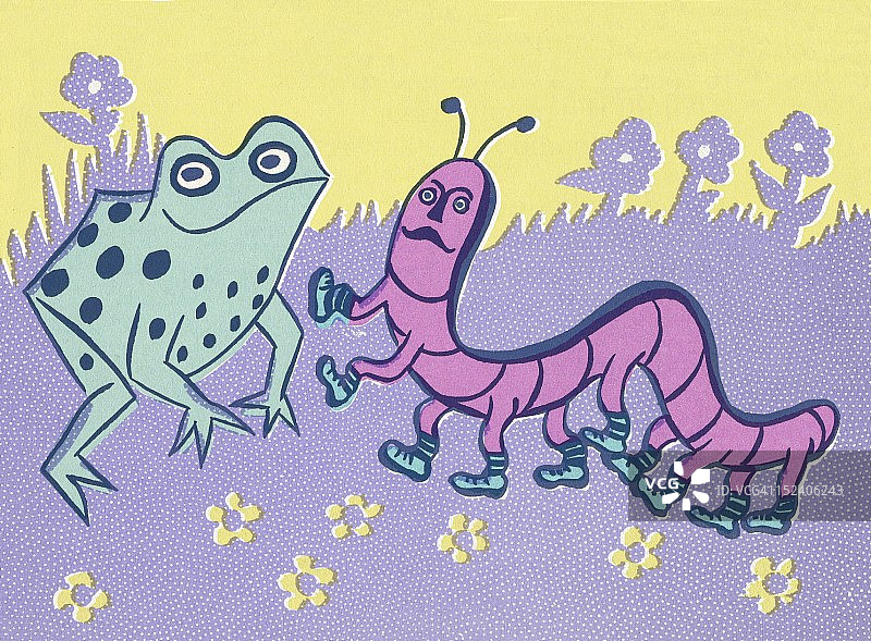 青蛙和毛毛虫图片素材