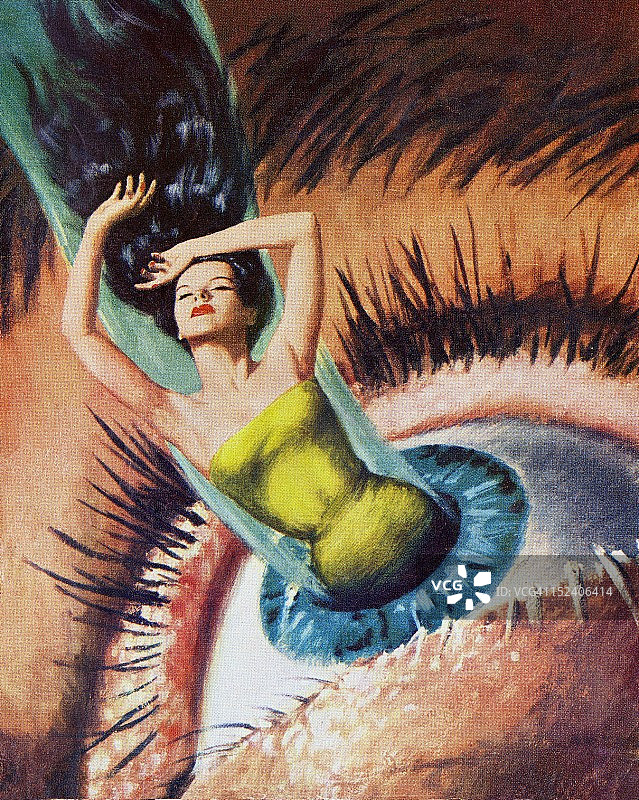 女人从女人的眼睛里出现图片素材