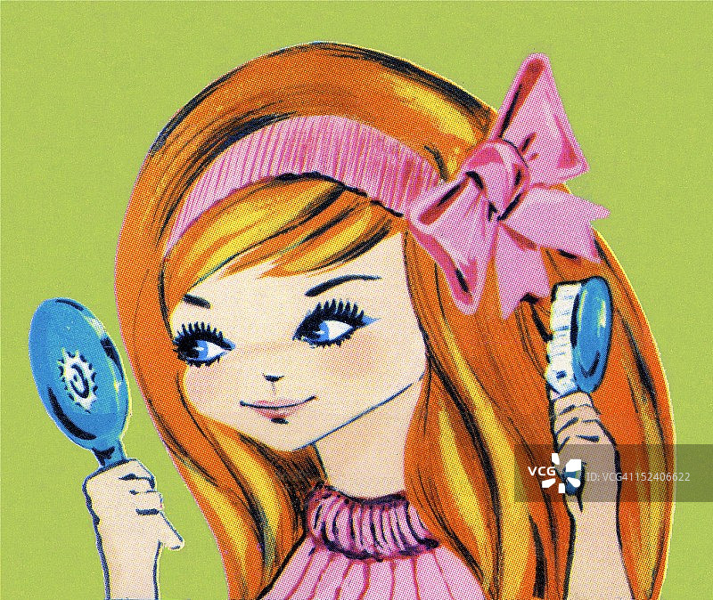 梳头的女孩图片素材