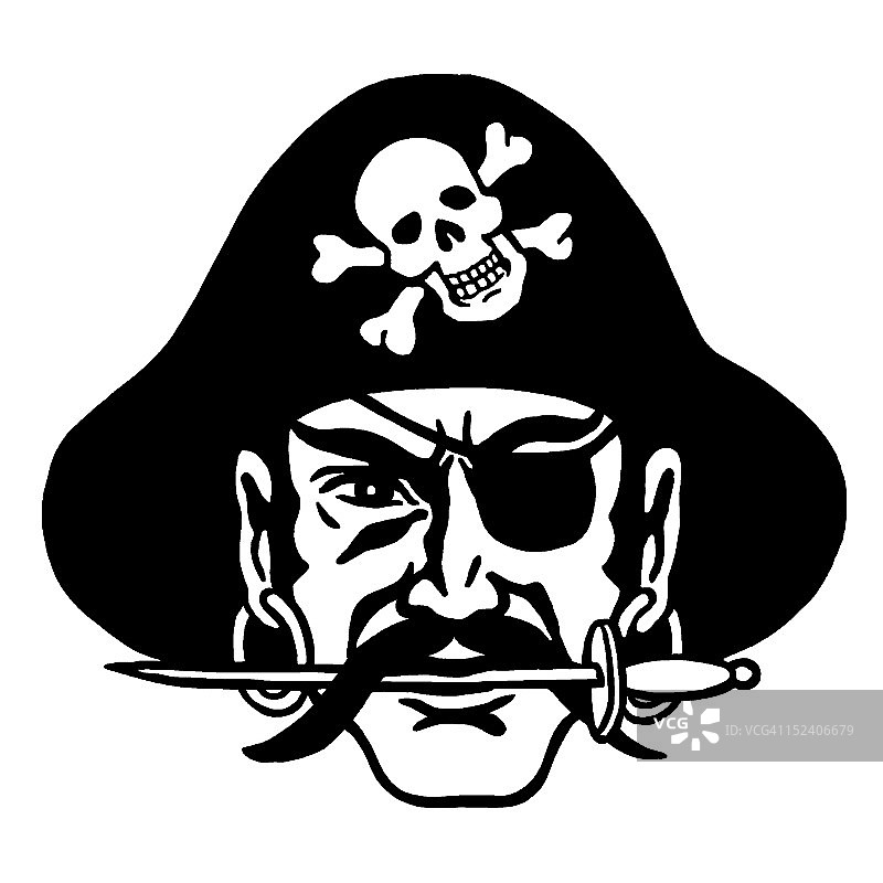 嘴里叼着刀的海盗图片素材