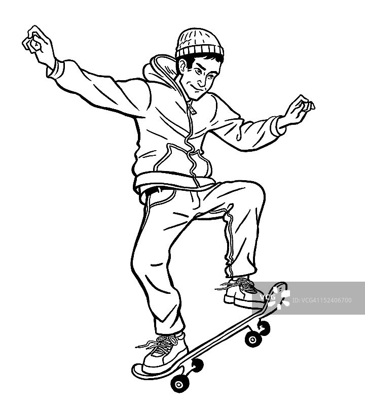 玩滑板的男孩图片素材