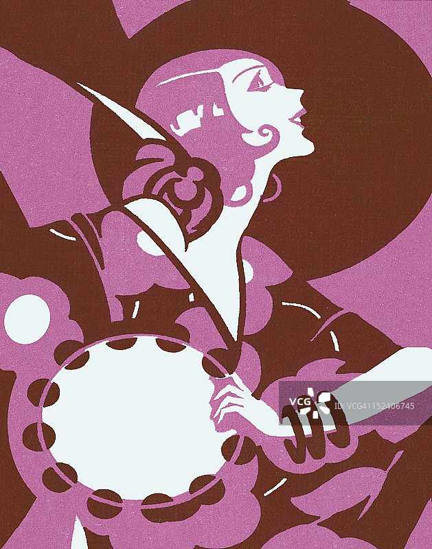 时髦女郎和铃鼓图片素材