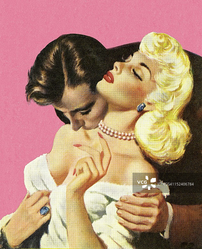 男人亲吻金发女人图片素材