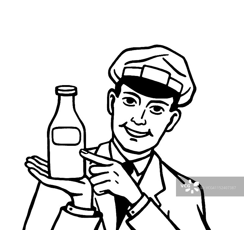 送奶工拿着奶瓶图片素材