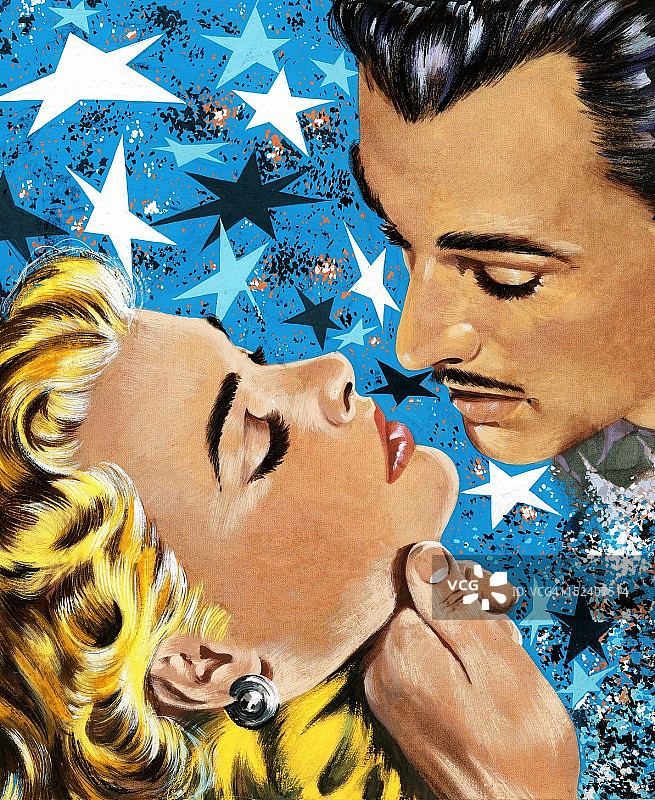 男人准备亲吻金发女人图片素材