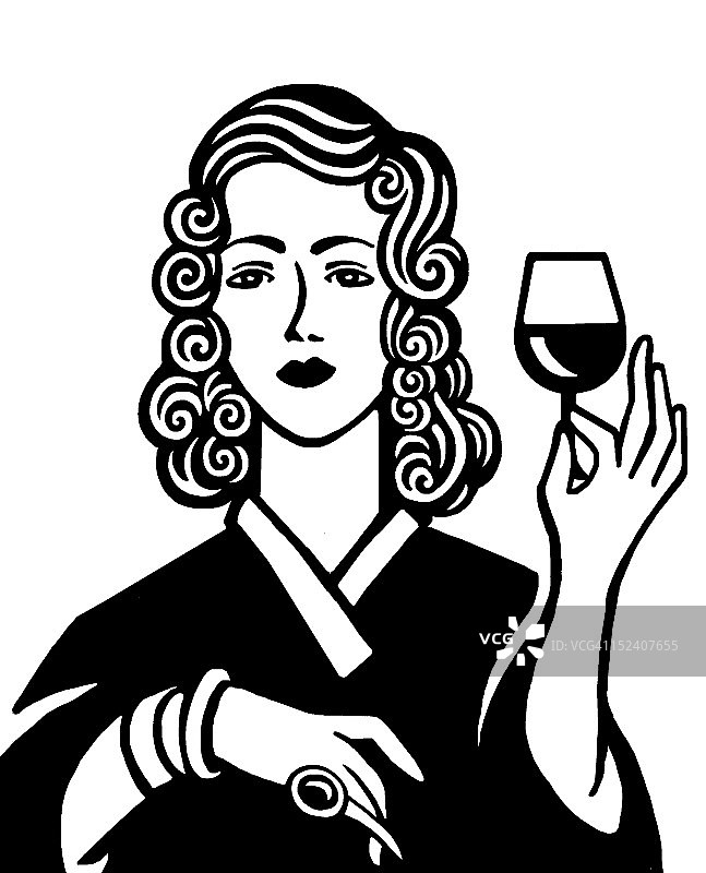 手持一杯葡萄酒的女人图片素材