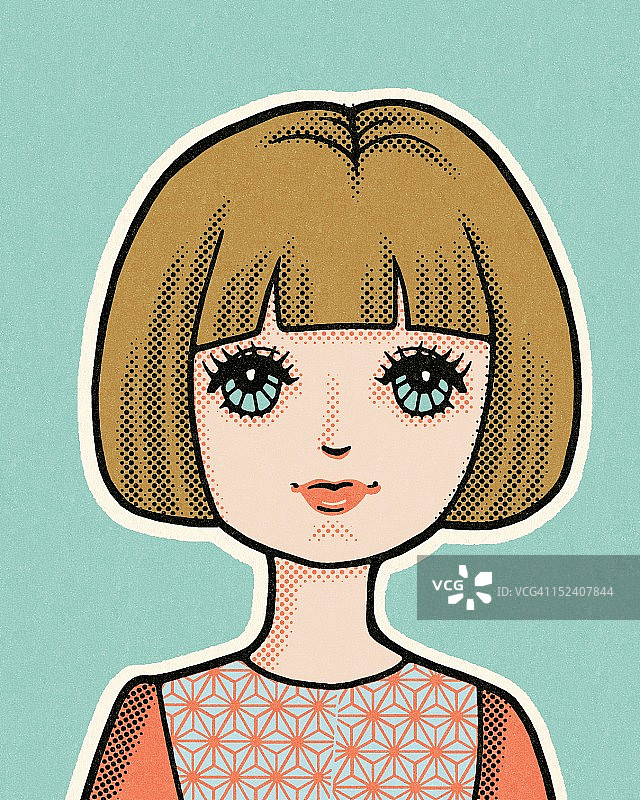 留着棕色波波头短发的女孩图片素材