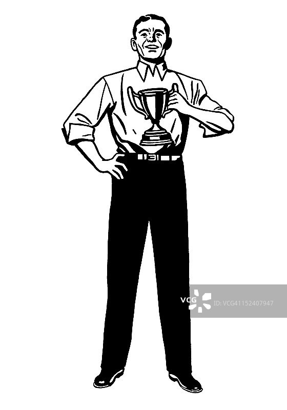 男人拿着奖杯图片素材