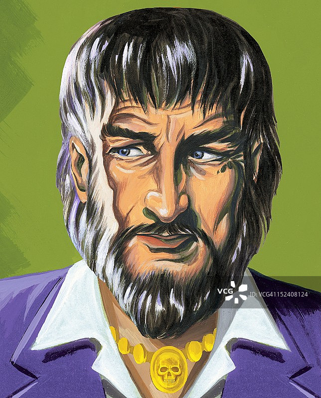 身穿紫色夹克的怪异胡须男图片素材