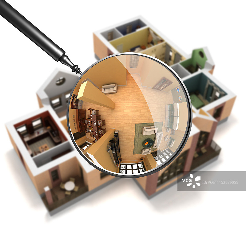 室内场景上的放大镜图片素材