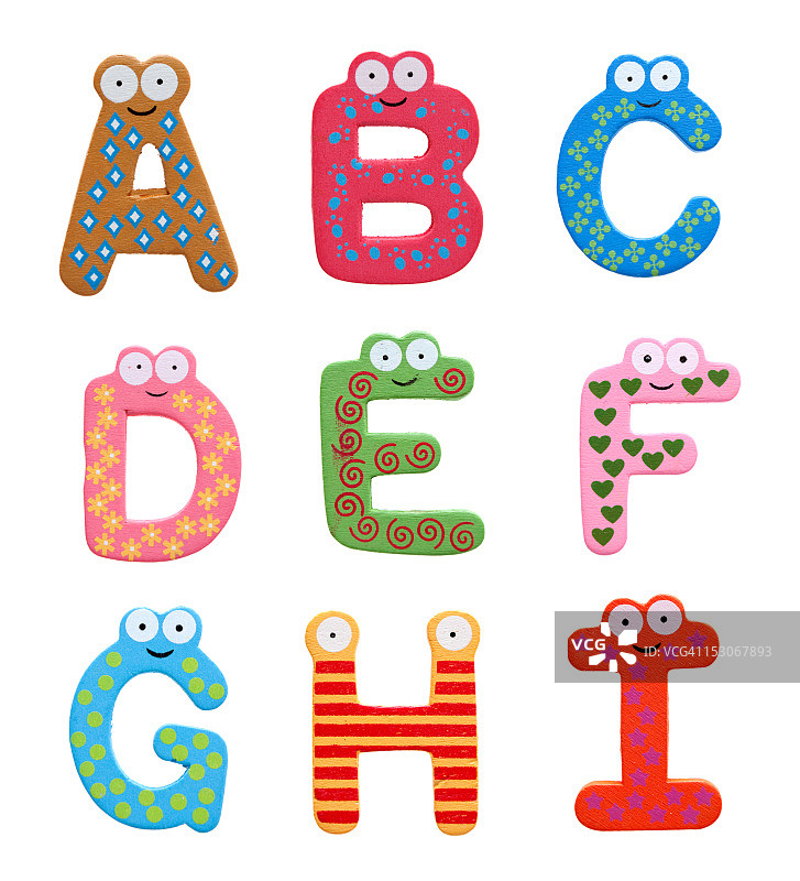 彩色字母冰箱磁铁图片素材