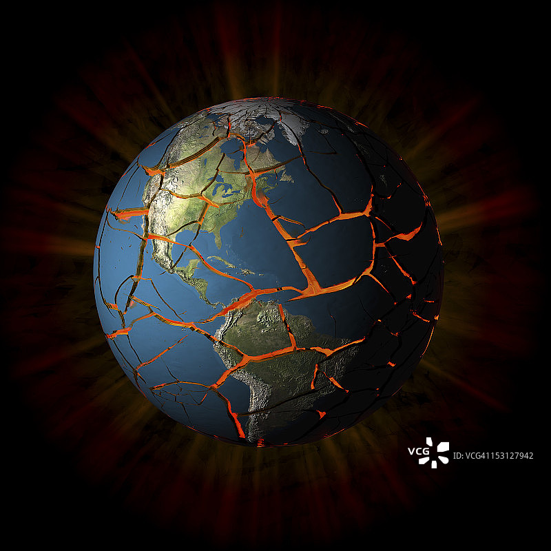 地球爆炸，北美洲和南美洲图片素材