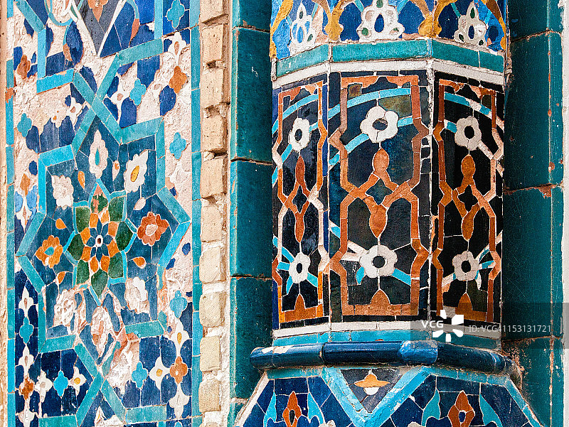 乌兹别克斯坦的马赛克墙图片素材