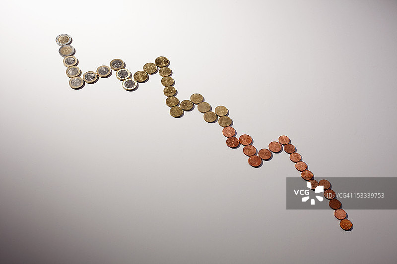 欧盟硬币降序线形图图片素材