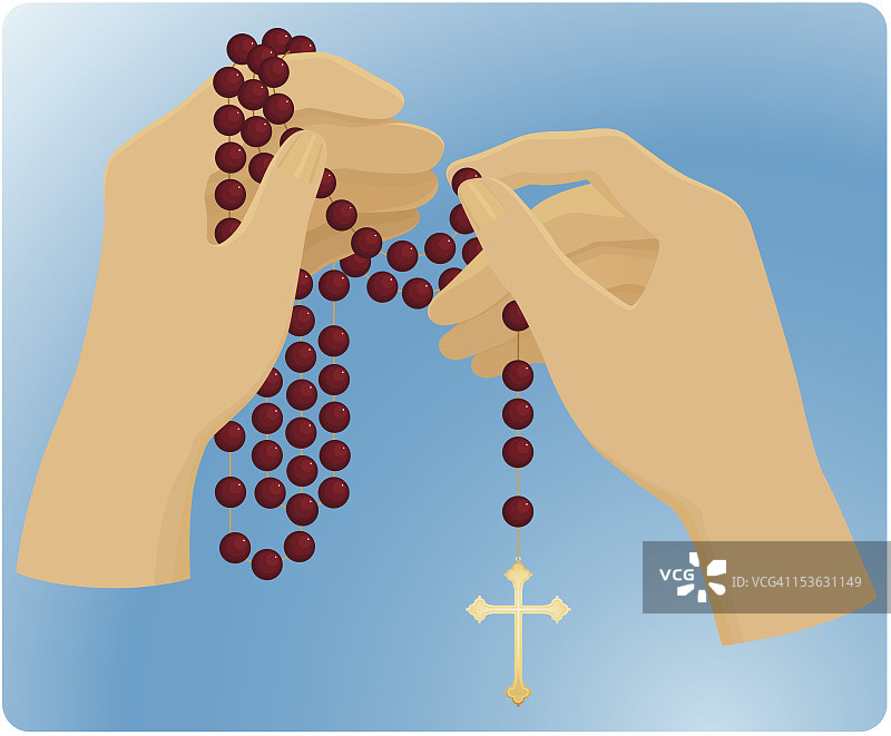 手持念珠插画图片素材