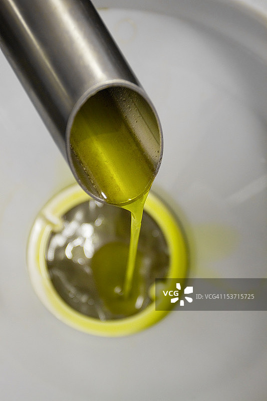 橄榄油从橄榄压榨中倾泻而出图片素材