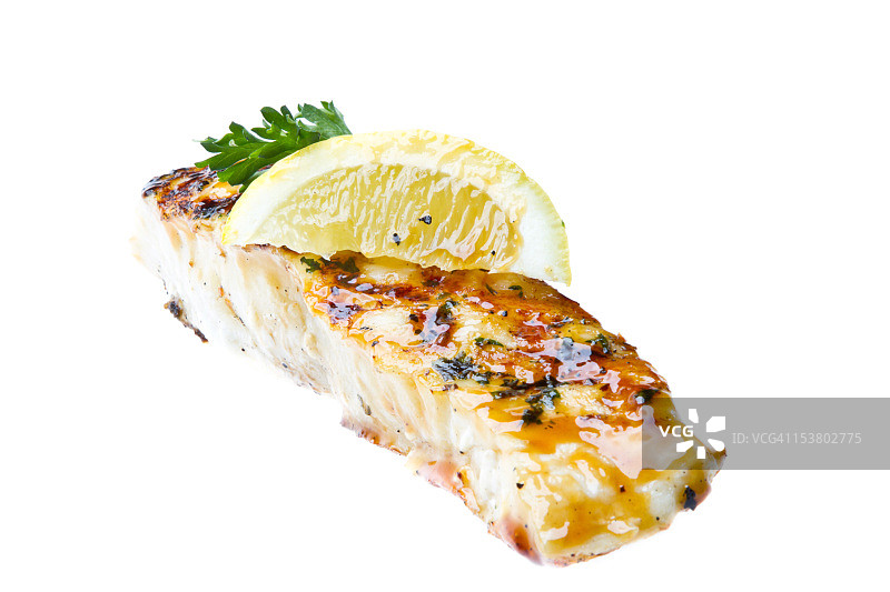香煎鳕鱼或比目鱼图片素材