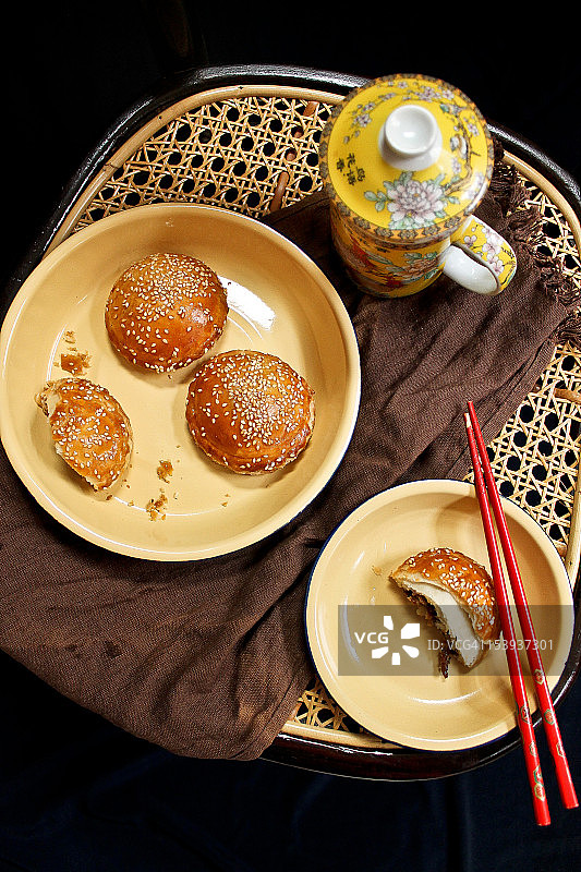 中式叉烧酥皮点心图片素材