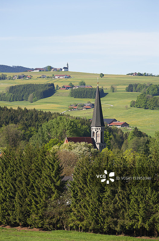 奥地利：奥伯霍芬镇的教堂景色图片素材