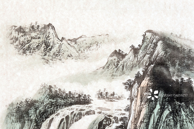 山景绘画图片素材