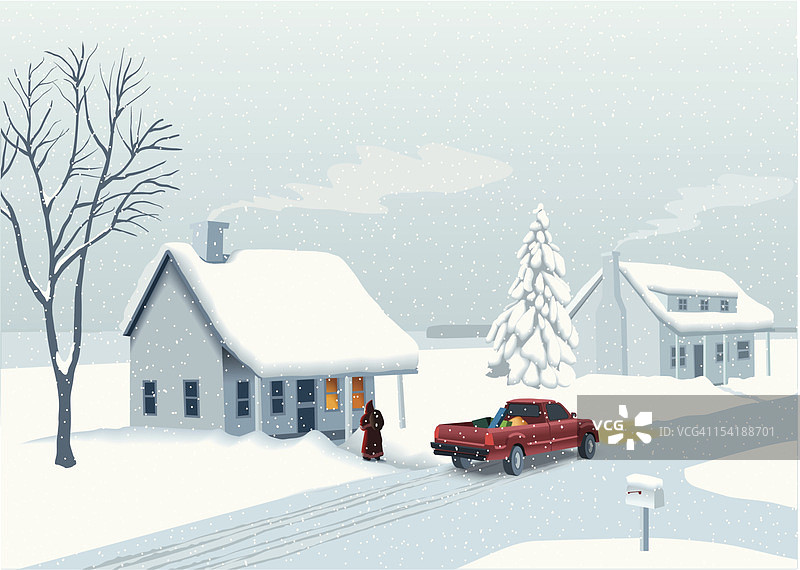 开卡车的圣诞老人图片素材