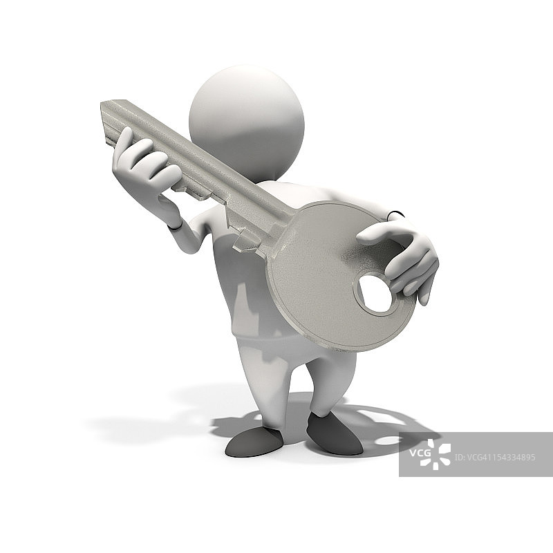 拟人化人物拿着钥匙，CGI图片素材