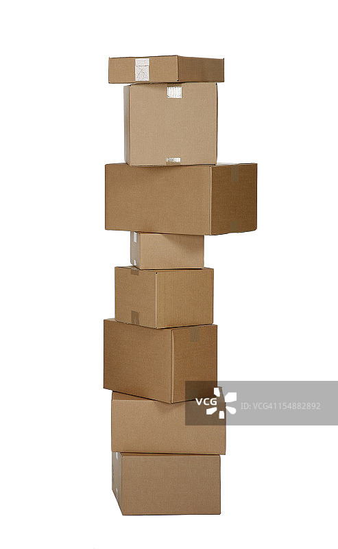 八个纸板箱堆图片素材
