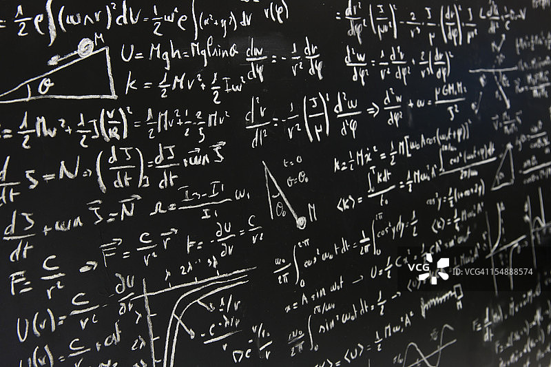 写满方程式的黑板图片素材
