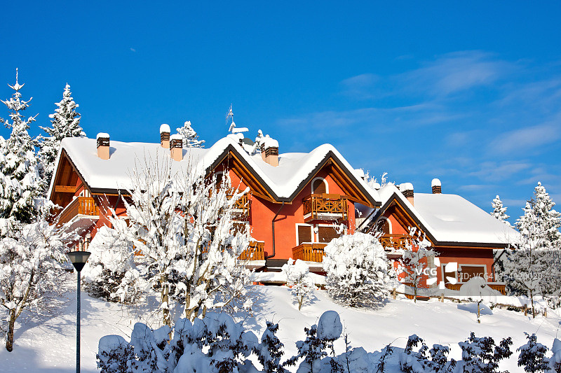 大雪后的冬季景观图片素材