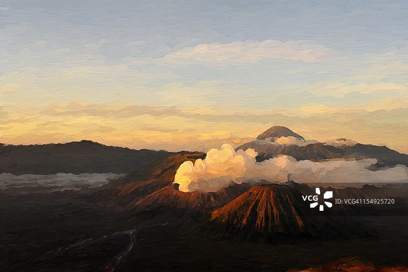 布罗莫火山日出印象图片素材