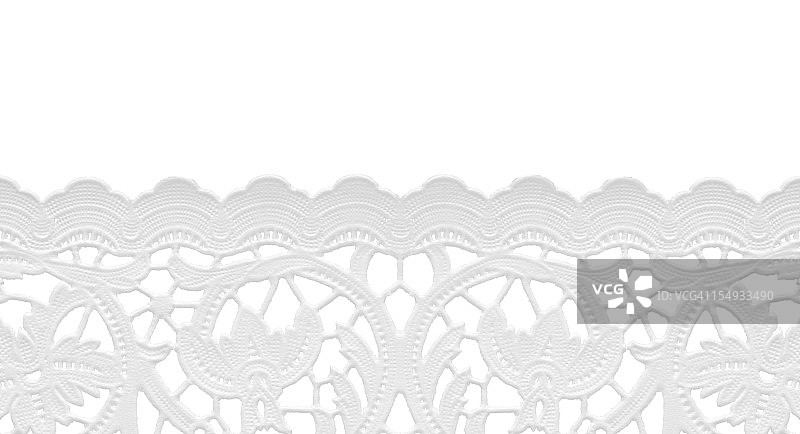 白色背景上的无缝蕾丝花边图片素材